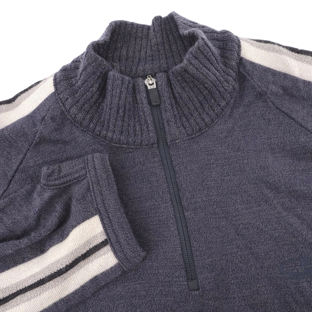 Icebreaker Merino Wool Quarter Zip Pullover Blue Long Sleeve Mens L - Flaws